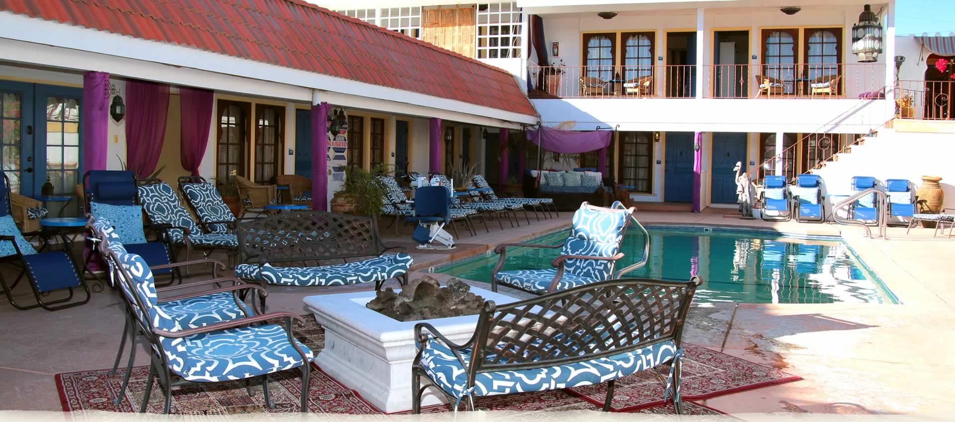 El Morocco Inn pool and firepit